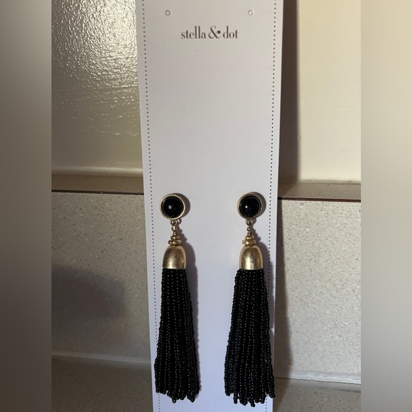 Stella & Dot Gita Tassel Earrings in Black - Picture 2 of 8